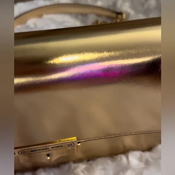 NWT MK Pale Gold The Cece Flap Crossbody Shoulder Bag With Detachable Gold Chain - Picture 10 of 16